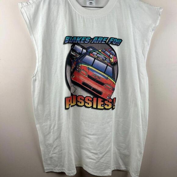 Vintage 1999 X-IT! Nascar Style “Brakes Are For P-ssies” T-Shirt 90s Sleeveless - Picture 1 of 4